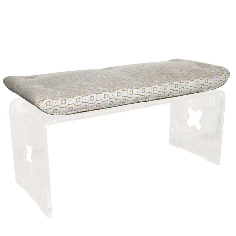 Mid Century Modern Lucite Bench with quatrefoil detailing